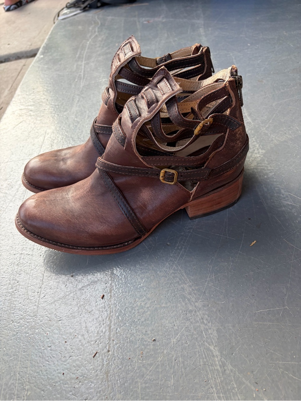 Freebird by Steven Brown Cutout Leather Ankle Booties